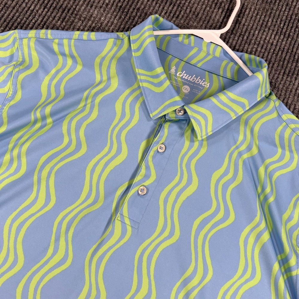 Chubbies Polo Shirt Mens 2XL XXL Blue Green Short Sleeve Casual Comfort